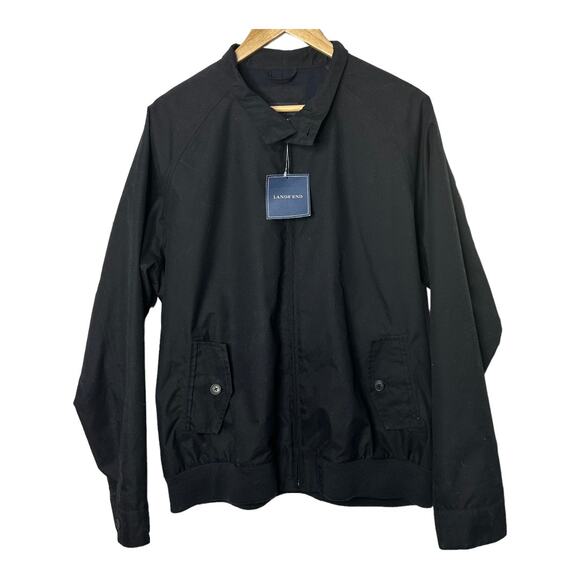 Lands End Black Rain Stormer Jacket Men's Size Large Full Zip New - Picture 1 of 9